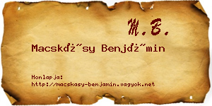 Macskásy Benjámin névjegykártya