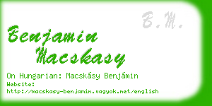 benjamin macskasy business card