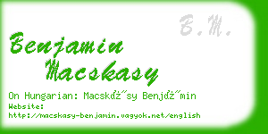 benjamin macskasy business card